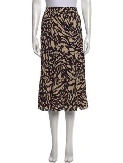 Pre-owned Ba&sh Animal Print Midi Length Skirt In Black