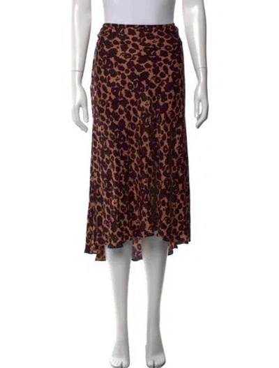 Pre-owned Ba&sh Animal Print Midi Length Skirt In Brown