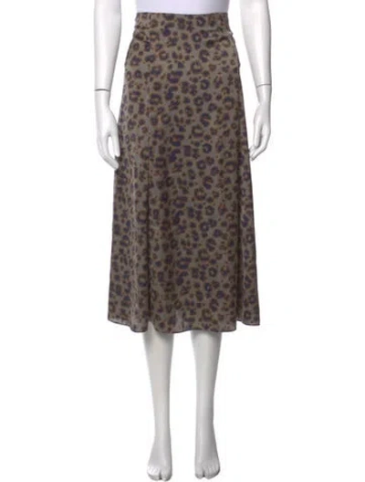 Pre-owned Ba&sh Animal Print Midi Length Skirt In Brown