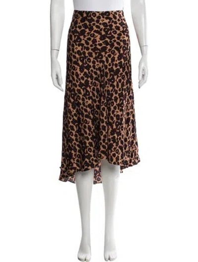 Pre-owned Ba&sh Animal Print Midi Length Skirt In Brown