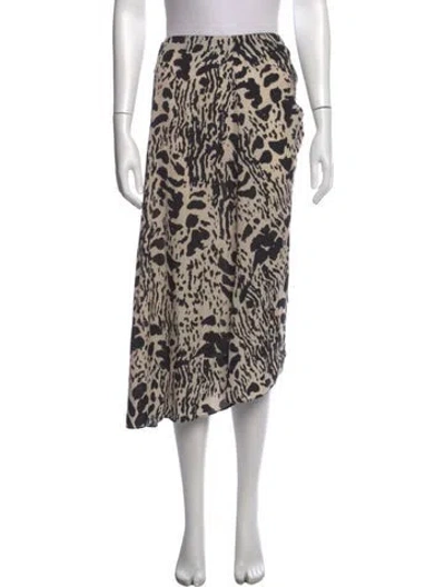 Pre-owned Ba&sh Animal Print Midi Length Skirt In Neutrals