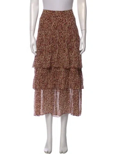 Pre-owned Ba&sh Animal Print Midi Length Skirt W/ Tags In Pink