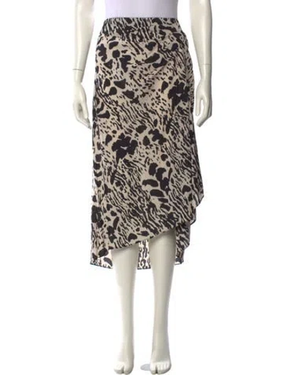 Pre-owned Ba&sh Animal Print Midi Length Skirt In White