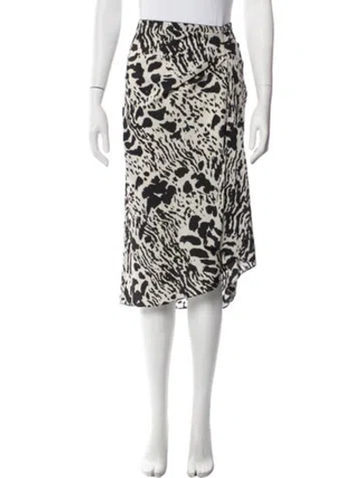 Pre-owned Ba&sh Animal Print Midi Length Skirt In White