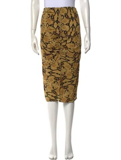 Pre-owned Ba&sh Animal Print Midi Length Skirt In Yellow