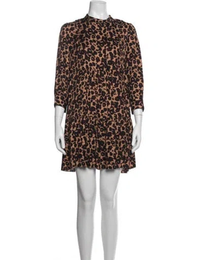 Pre-owned Ba&sh Animal Print Mini Dress In Black