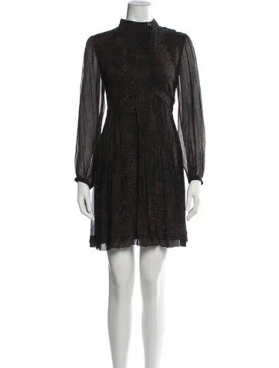 Pre-owned Ba&sh Animal Print Mini Dress In Black