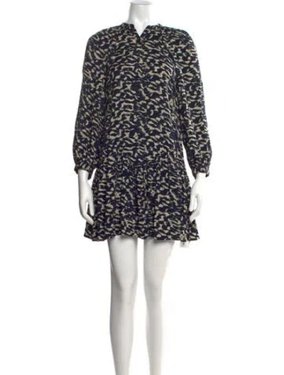 Pre-owned Ba&sh Animal Print Mini Dress In Blue