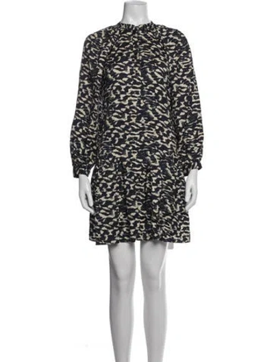 Pre-owned Ba&sh Animal Print Mini Dress In Blue