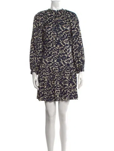 Pre-owned Ba&sh Animal Print Mini Dress In Blue