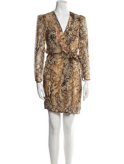 Pre-owned Ba&sh Animal Print Mini Dress In Brown