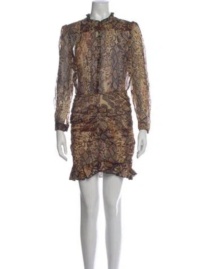 Pre-owned Ba&sh Animal Print Mini Dress In Brown