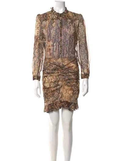 Pre-owned Ba&sh Animal Print Mini Dress In Brown