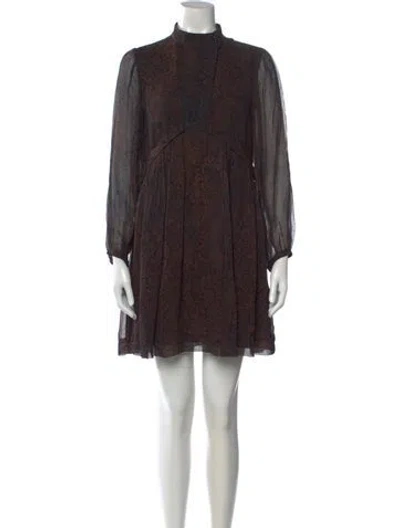 Pre-owned Ba&sh Animal Print Mini Dress In Brown