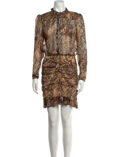 Pre-owned Ba&sh Animal Print Mini Dress In Brown/neutrals
