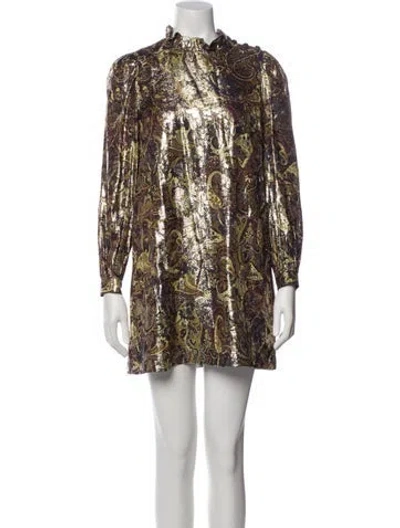 Pre-owned Ba&sh Animal Print Mini Dress In Gold