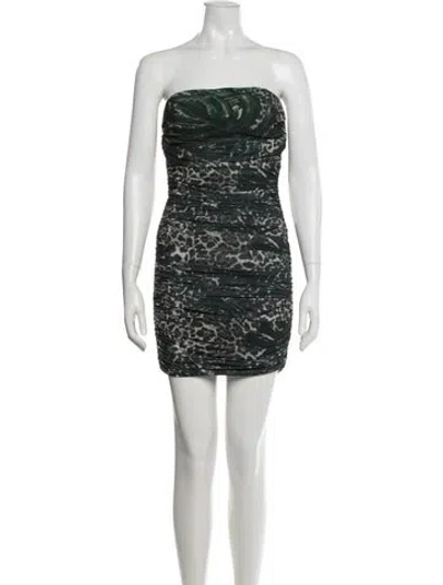 Pre-owned Ba&sh Animal Print Mini Dress In Green