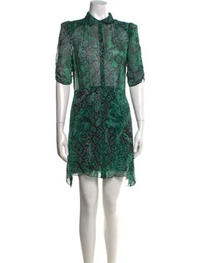 Pre-owned Ba&sh Animal Print Mini Dress In Green