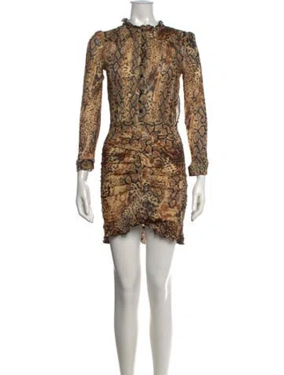 Pre-owned Ba&sh Animal Print Mini Dress In Neutral