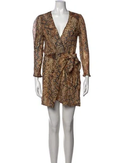 Pre-owned Ba&sh Animal Print Mini Dress In Neutral