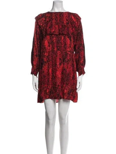 Pre-owned Ba&sh Animal Print Mini Dress In Red