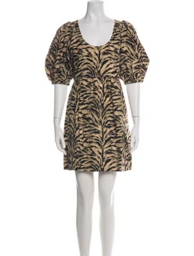 Pre-owned Ba&sh Animal Print Mini Dress W/ Tags In Green