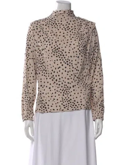 Pre-owned Ba&sh Animal Print Mock Neck Blouse W/ Tags In Neutral