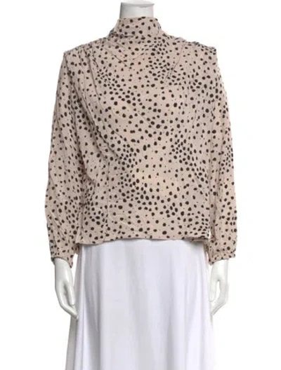 Pre-owned Ba&sh Animal Print Mock Neck Blouse W/ Tags In Neutral