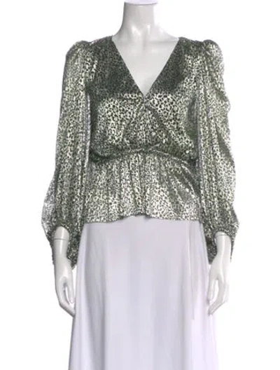 Pre-owned Ba&sh Animal Print V-neck Blouse In Gold