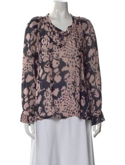 Pre-owned Ba&sh Animal Print V-neck Blouse In Multi