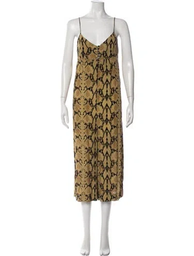Pre-owned Ba&sh Animal Print V-neck Jumpsuit In Neutral