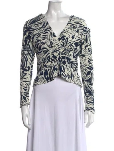 Pre-owned Ba&sh Animal Print V-neck Top In Multicolor