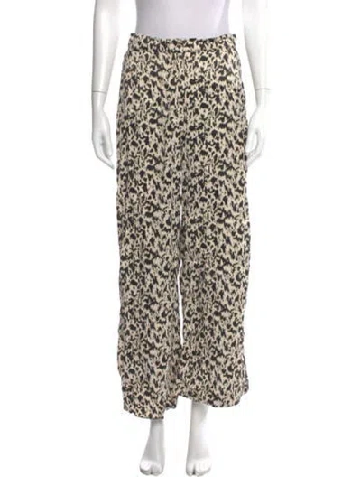 Pre-owned Ba&sh Animal Print Wide Leg Pants In Black