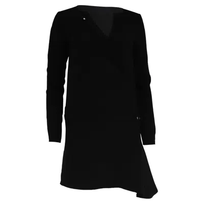 Ba&sh Ba & Sh Asymmetric Long Sleeve Mini Dress In Black Wool