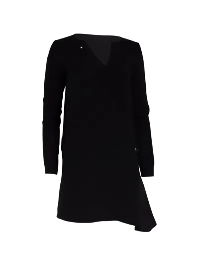 Pre-owned Ba&sh Asymmetric Long-sleeve Dress In Black