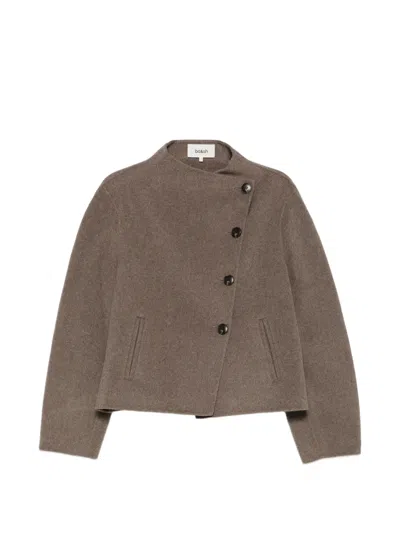 Ba&sh Asymmetric-fastening Coat In Gray