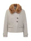 Ba&sh Eco Fur Collar Short Jacket In Neutral
