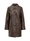 Ba&sh Leather Coat With Buttons In Brown