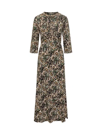 Ba&sh Long Dress With Animal Print In Blue