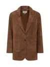 Ba&sh Suede Leather Blazer In Brown