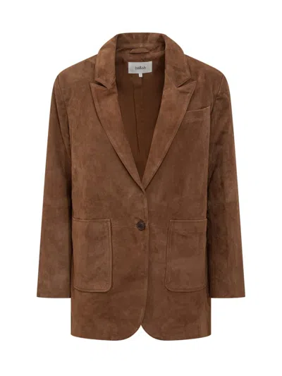Ba&sh Suede Leather Blazer In Brown