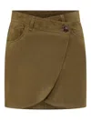 Ba&sh Suede Miniskirt With Asymmetrical Closure In Brown