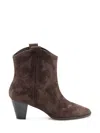 Ba&sh Western Ankle Boots In Suede In Brown