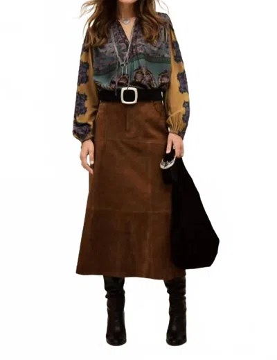 Ba&sh Baker Long Sleeves Henley Collar Top In Chocolate In Brown