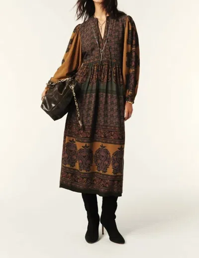 Ba&sh Barley Midi Dress In Chocolat In Multi
