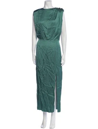 Pre-owned Ba&sh Bateau Neckline Long Dress In Green