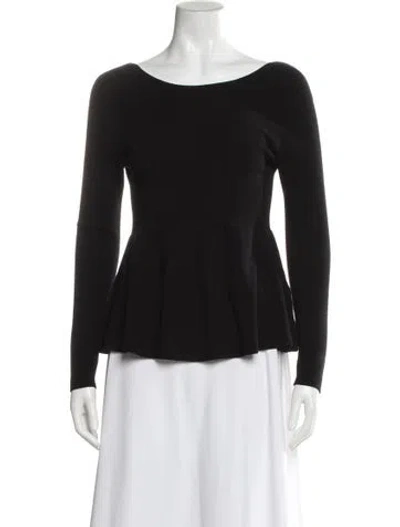 Pre-owned Ba&sh Bateau Neckline Long Sleeve Blouse In Black