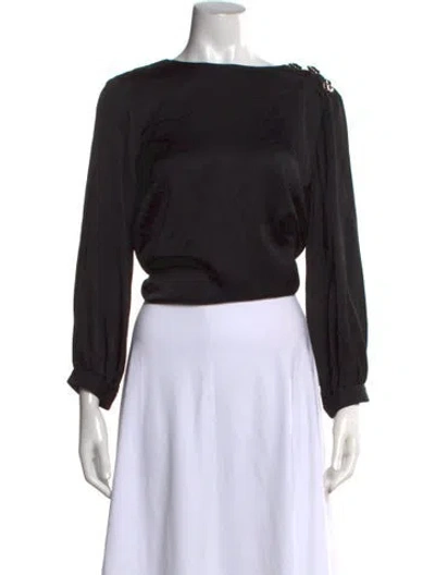 Pre-owned Ba&sh Bateau Neckline Long Sleeve Blouse In Black