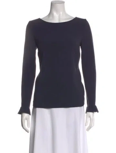 Pre-owned Ba&sh Bateau Neckline Long Sleeve Blouse In Blue