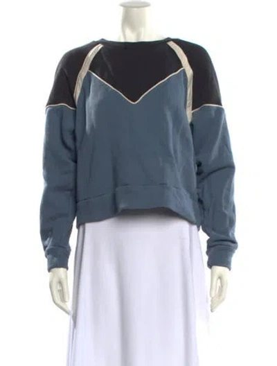 Pre-owned Ba&sh Bateau Neckline Long Sleeve Sweatshirt In Blue